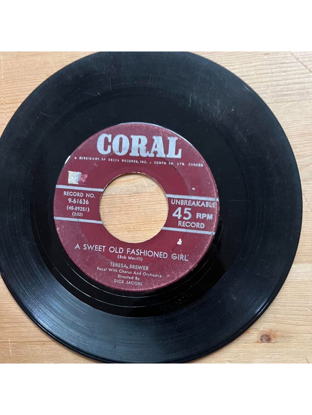 Teresa Brewer - A Sweet Old Fashioned Girl/Goodbye, John 45rpm VG+ R18